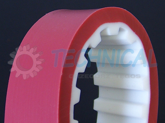 Pas zębaty Pu z pokryciem gumą czerwoną :  APLN 1