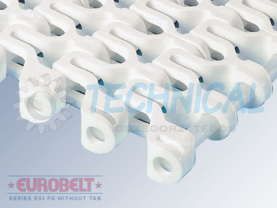 Taśmy modularne Eurobelt  E93 Flush Grid bez tab do pracy po łuku 